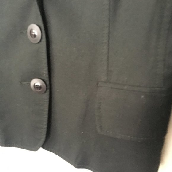 Black linen blend 3/4 sleeve blazer - Picture 2 of 4